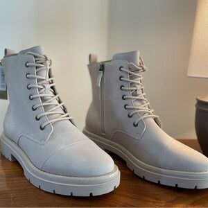 TOMS Women's Alaya Lace-Up Lug Combat Booties Nubuck Size 9.5